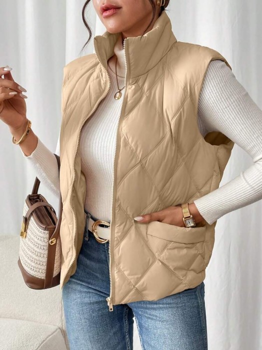 Beżowa kamizelka kieszenie (M)