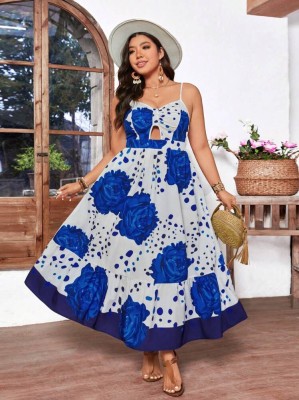 Biała sukienka midi wzór (0XL)