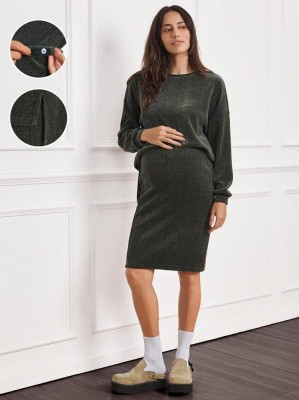 Khaki komplet spódnica bluza (L)