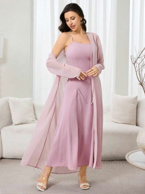 Różowy zestaw sukienka narzutka (XL)