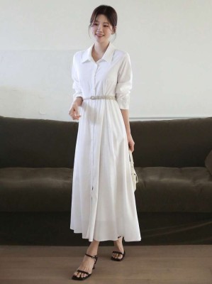 Koszulowa sukienka ecru (L)