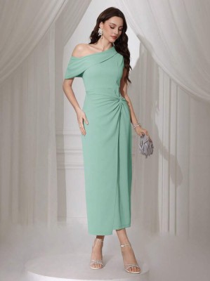 Turkusowa sukienka midi (L)