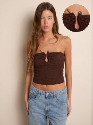 Brązowy teksturowany top (XL)