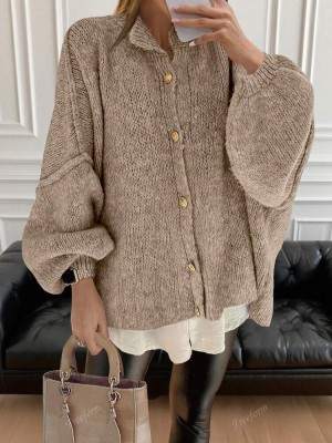 Beżowy kardigan oversize guziki (XL)