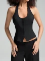 Czarny top odkryte plecy (M)