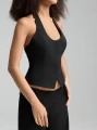 Czarny top odkryte plecy (M)