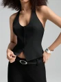 Czarny top odkryte plecy (M)