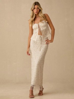 Ecru komplet spódnica top (M)