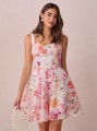 Biała sukienka mini kwiaty (M)