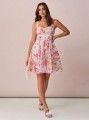 Biała sukienka mini kwiaty (M)
