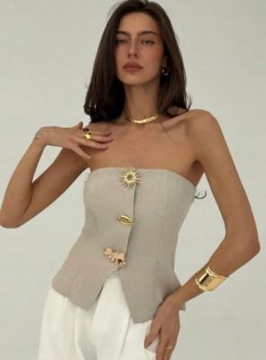Beżowy top odkryte ramiona (2XL)