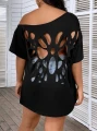 Czarna koszulka cut out (1XL)