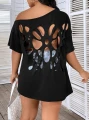 Czarna koszulka cut out (1XL)