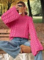 Różowy pleciony sweter oversize (S)
