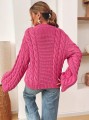 Różowy pleciony sweter oversize (S)