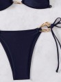 Granatowe wiązane bikini komplet (M)