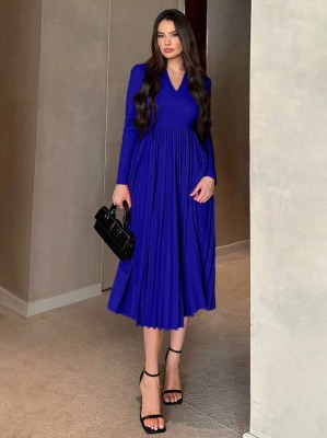 Kobaltowa plisowana sukienka (S)