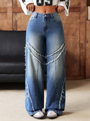 Niebieskie proste jeansy zamek (26)