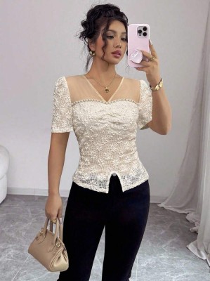 Ecru bluzka cyrkonie (S)