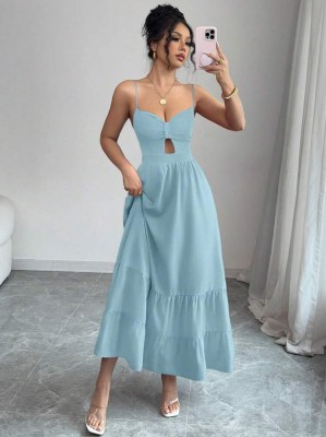 Niebieska sukienka maxi cut out (XL)