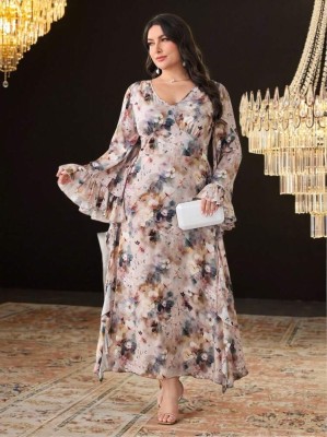 Wzorzysta sukienka v neck (4XL)