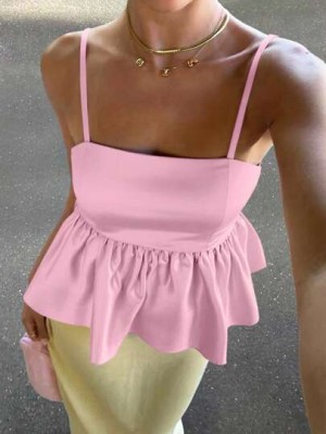 Różowy top marszczenia (XL)