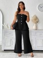 Czarny komplet spodnie top (2XL)