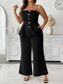 Czarny komplet spodnie top (2XL)