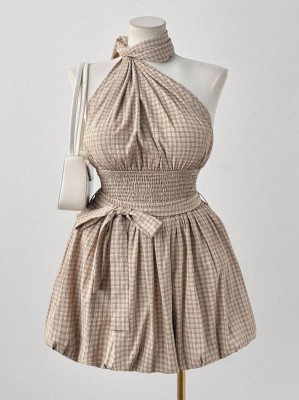 Beżowy zestaw kratka (1XL)