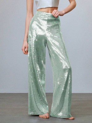 Cekinowe seledynowe spodnie (L)