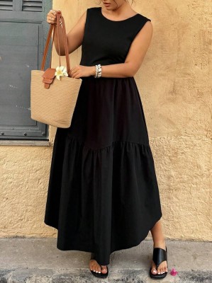 Czarna sukienka marszczenia (1XL)