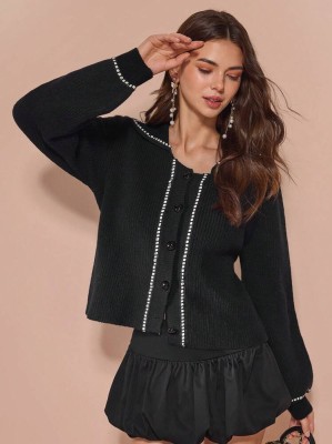 Czarny luźny kardigan guziki (S)
