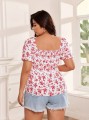Biała bluzka kwiaty (1XL)