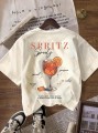 Prosty t-shirt ecru nadruk (M)