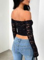 Czarny koronkowy top (XS)
