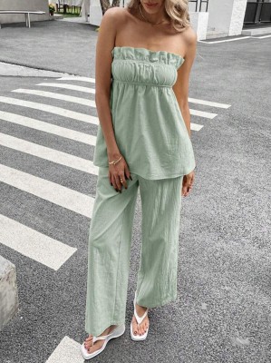 Szałwiowy komplet spodnie top (L)