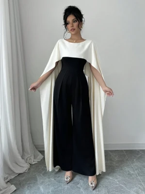 Czarny kombinezon satynowa wstawka (XL)