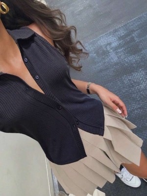 Czarna bluzka kołnierz (2XL)