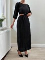 Czarna prosta sukienka cut out (S)