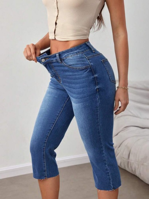 Niebieskie jeansy rybaczki (M)