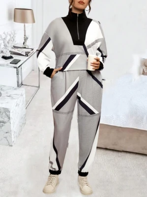 Trójkolorowy komplet spodnie bluza (4XL)