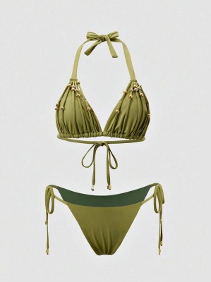 Oliwkowe bikini kąpielowe (L)