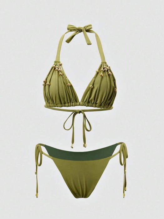 Oliwkowe bikini kąpielowe (L)