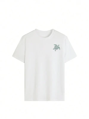 Biały t-shirt nadruk (M)