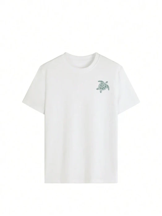 Biały t-shirt nadruk (M)