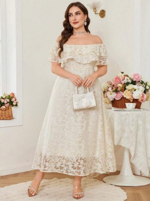 Ecru elegancka sukienka hiszpanka (2XL)