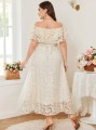 Ecru elegancka sukienka hiszpanka (2XL)