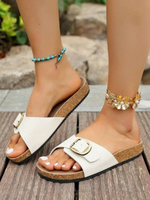 Śmietankowe klapki sprzączka (36,5)