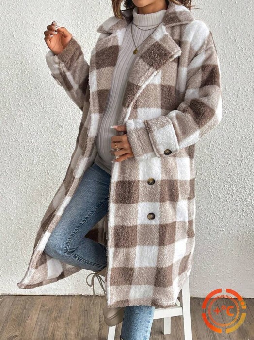 Kraciasty pluszowy płaszcz (2XL)