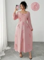 Różowa sukienka długi rękaw (1XL)